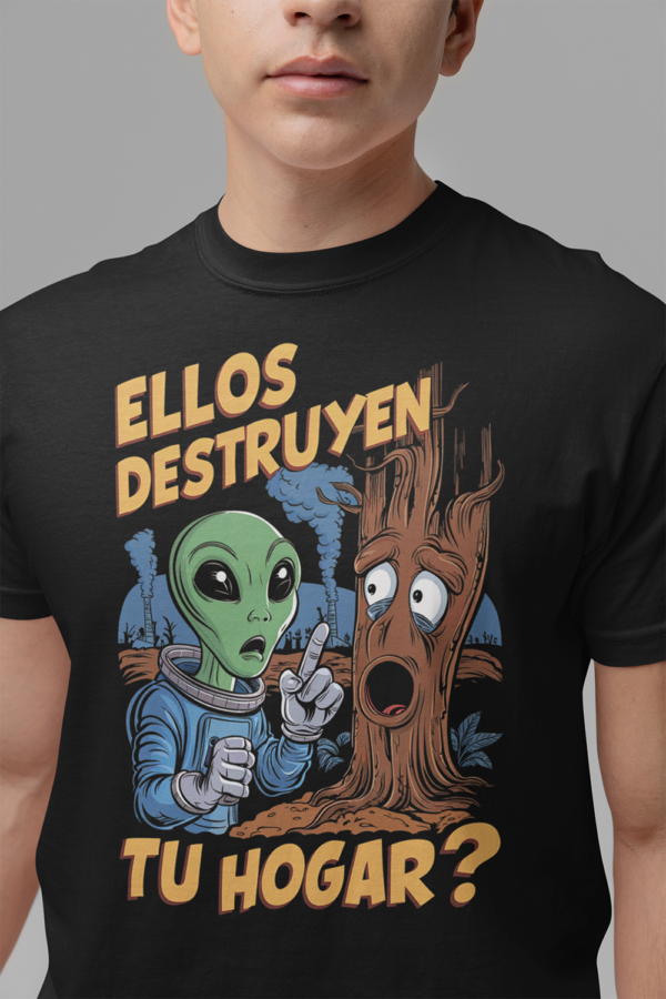 Camiseta de algodón orgánico unisex Alien ECO01