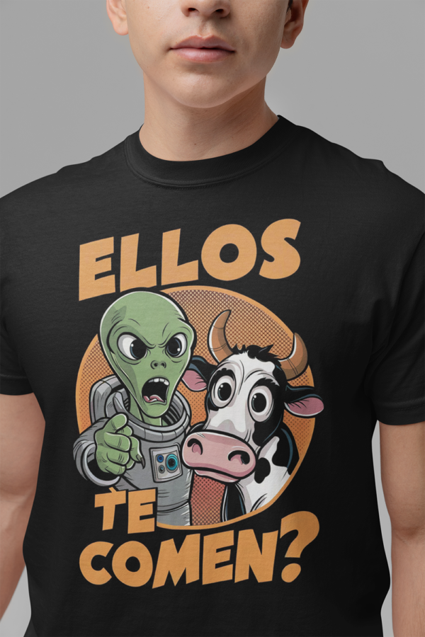 Camiseta de algodón orgánico unisex Alien HUMOR01